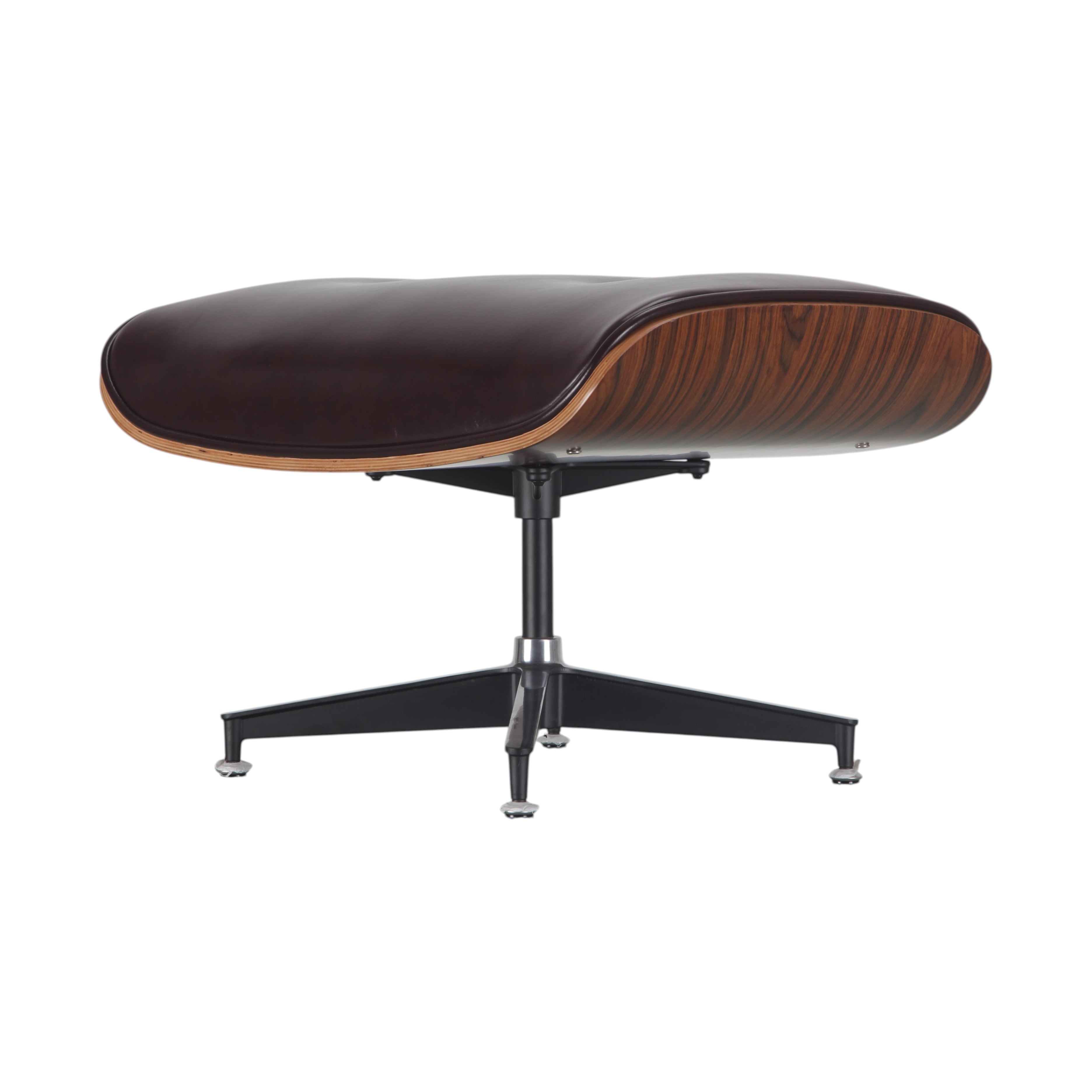 Xiaoyaozuo office chair brown leather executive lounge chair with wood veneer shell and swivel base