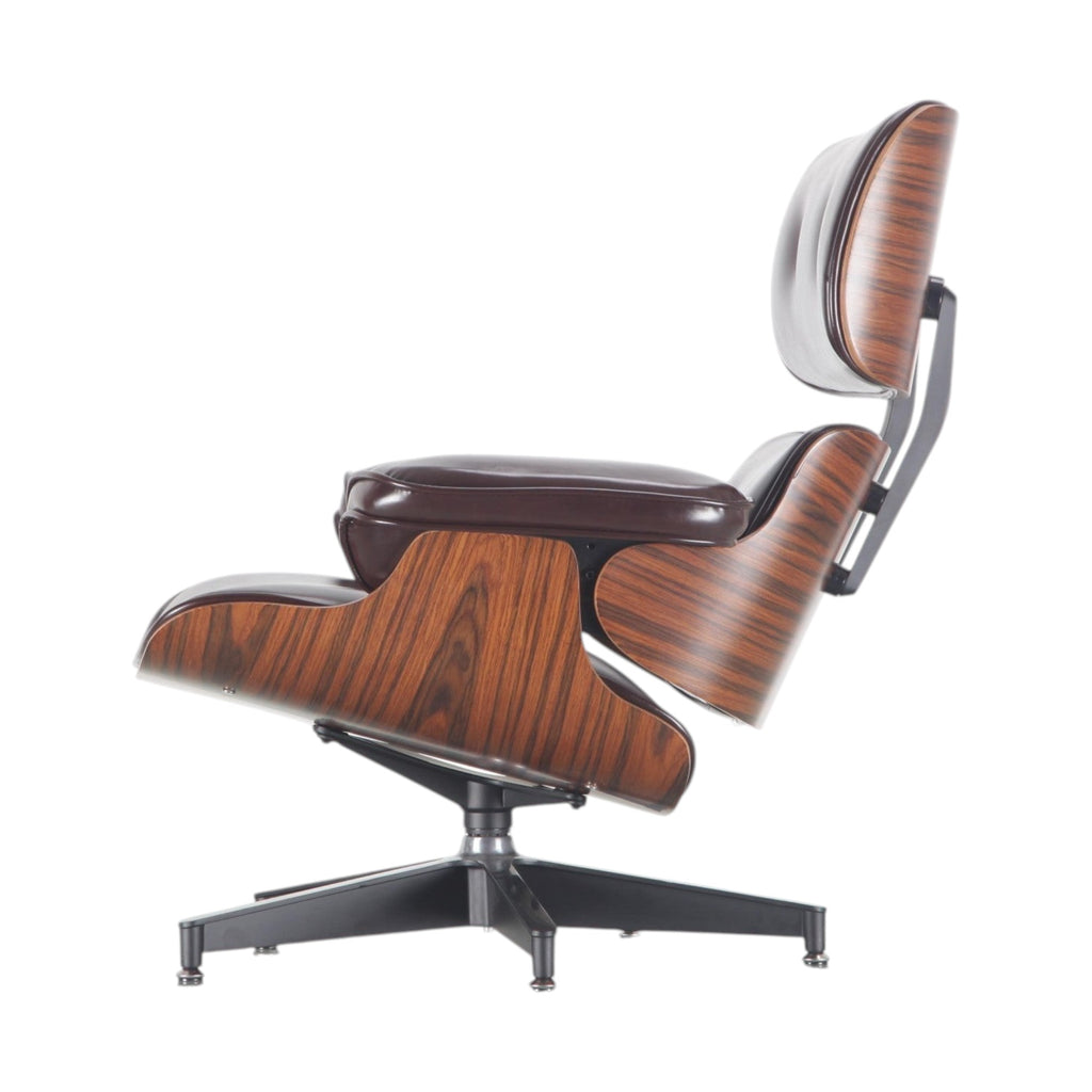 Xiaoyaozuo office chair brown leather executive lounge chair with wood veneer shell and swivel base