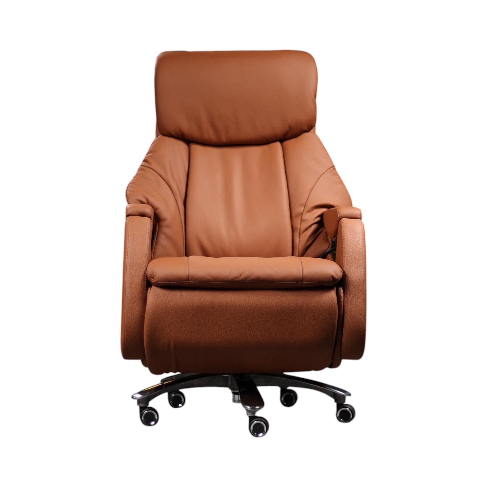 Xiaoyaozuo office chair brown leather executive massage reclining office chair with footrest.