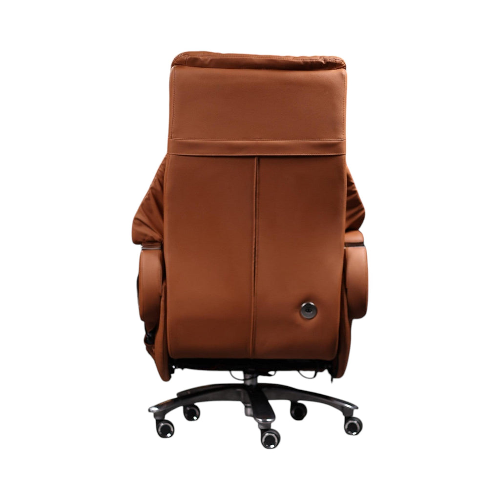Xiaoyaozuo office chair brown leather executive massage reclining office chair with footrest and casters
