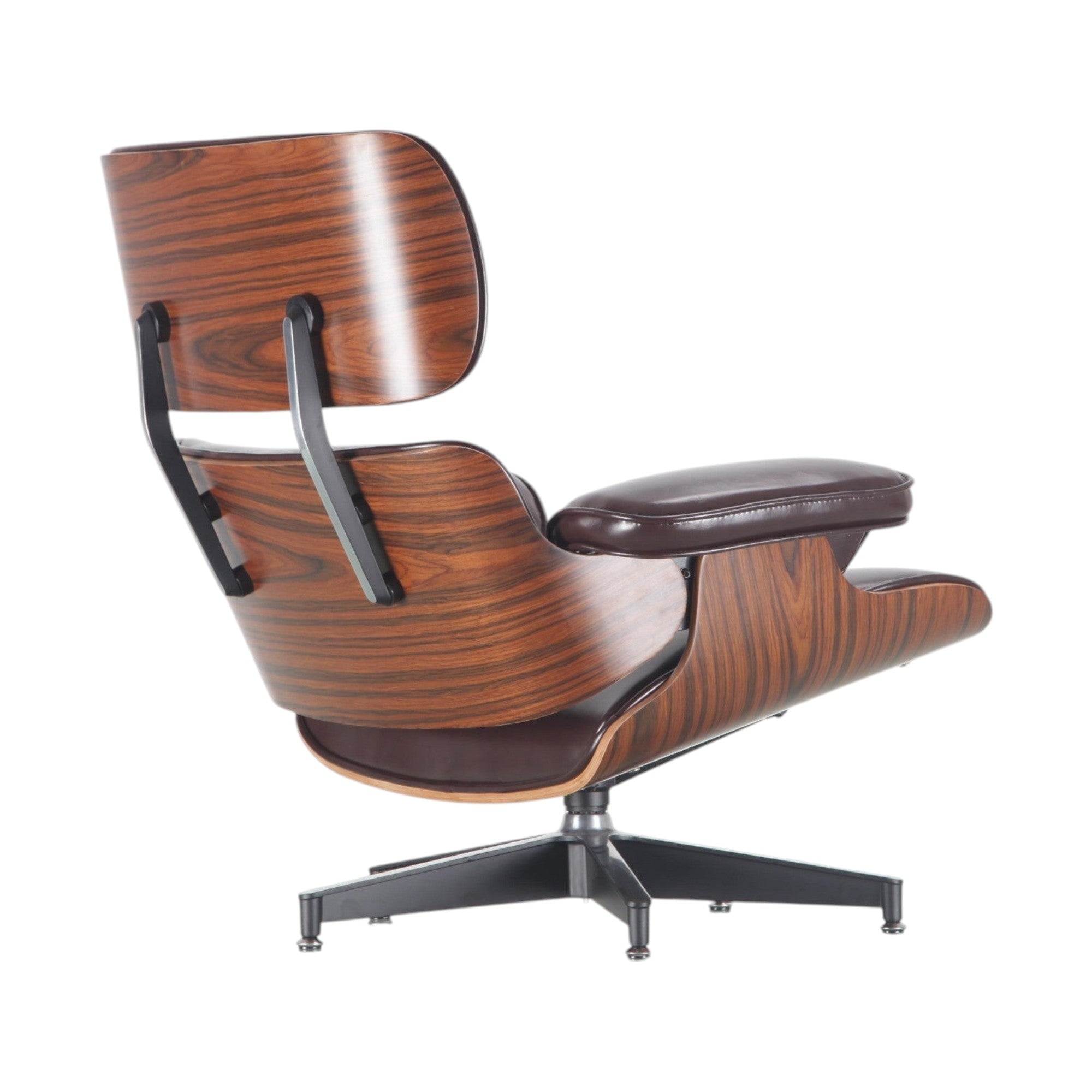Xiaoyaozuo office chair brown leather and wood veneer executive lounge chair with swivel base