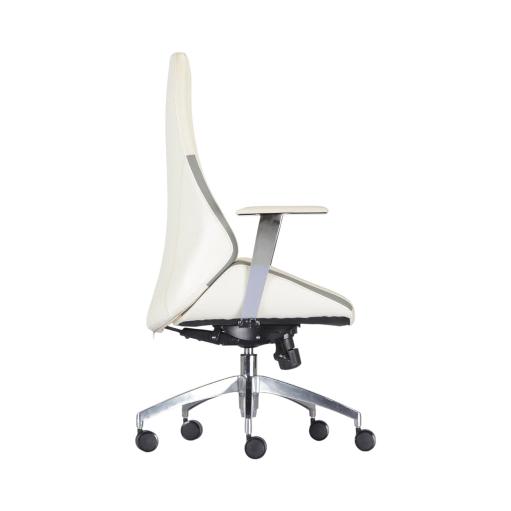 Xiaoyaozuo office chair executive high back chair in cream upholstery with polished chrome accents and ergonomic design.