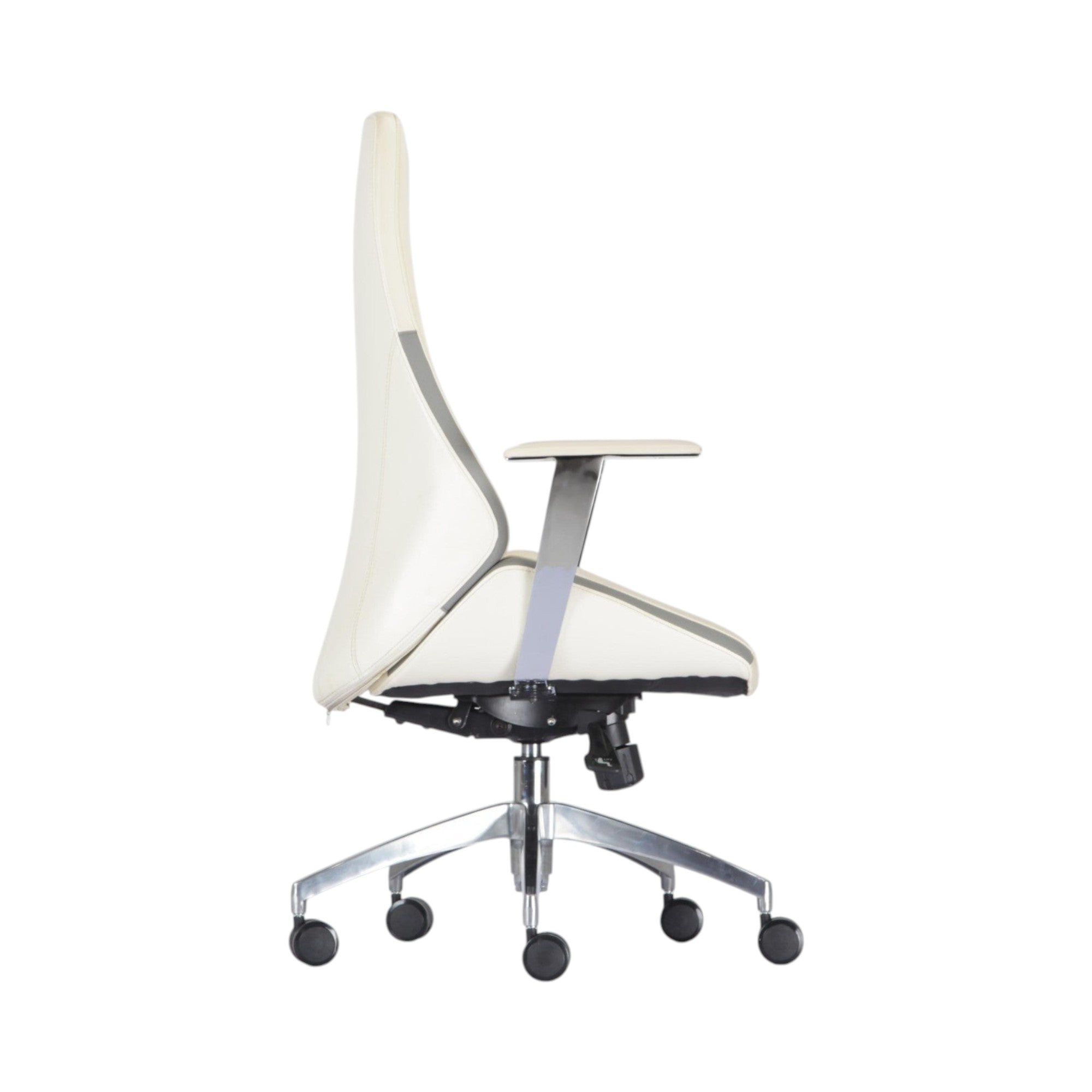 Xiaoyaozuo office chair executive high back chair in cream upholstery with polished chrome accents and ergonomic design.