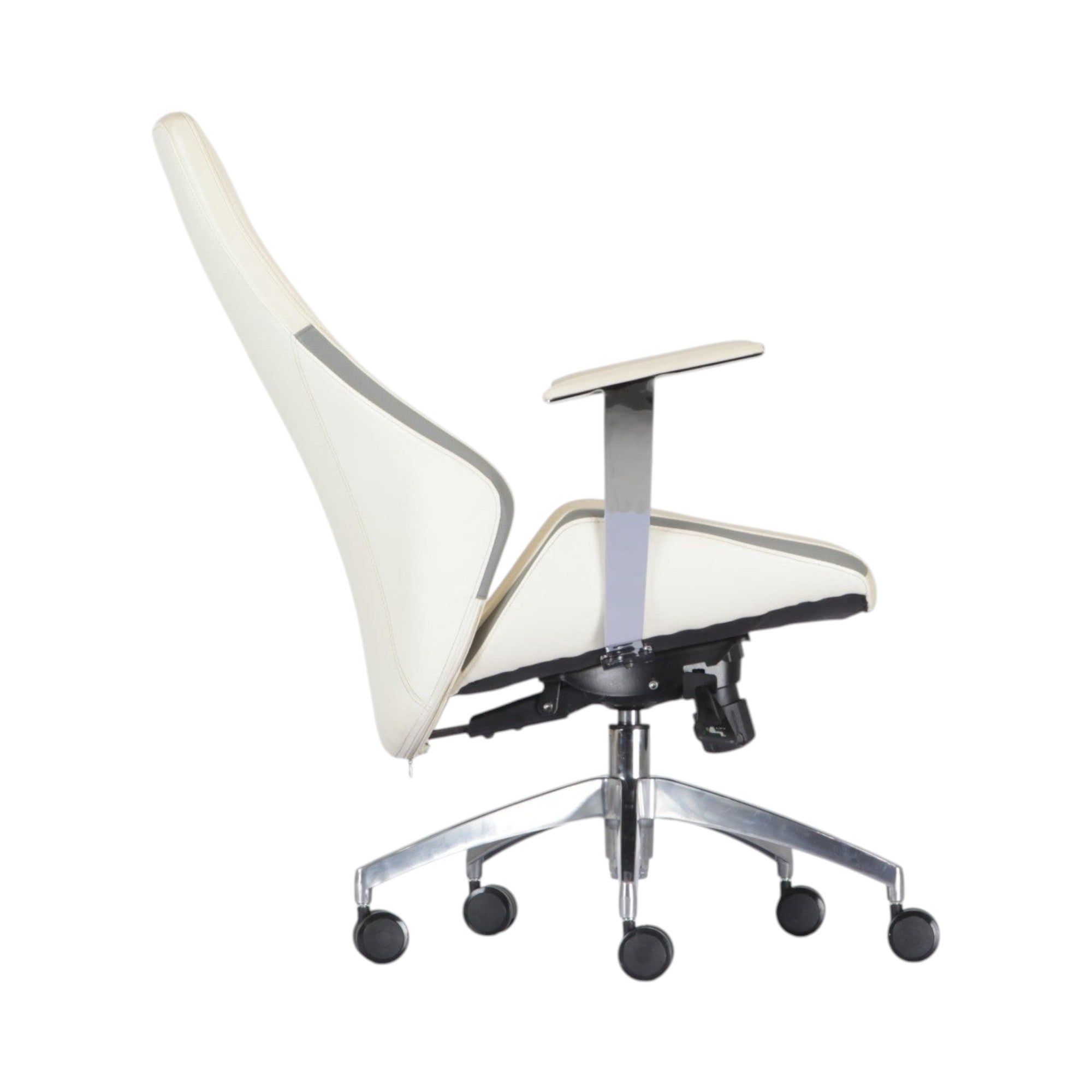 Xiaoyaozuo office chair executive high back chair in cream with polished chrome accents and ergonomic design.