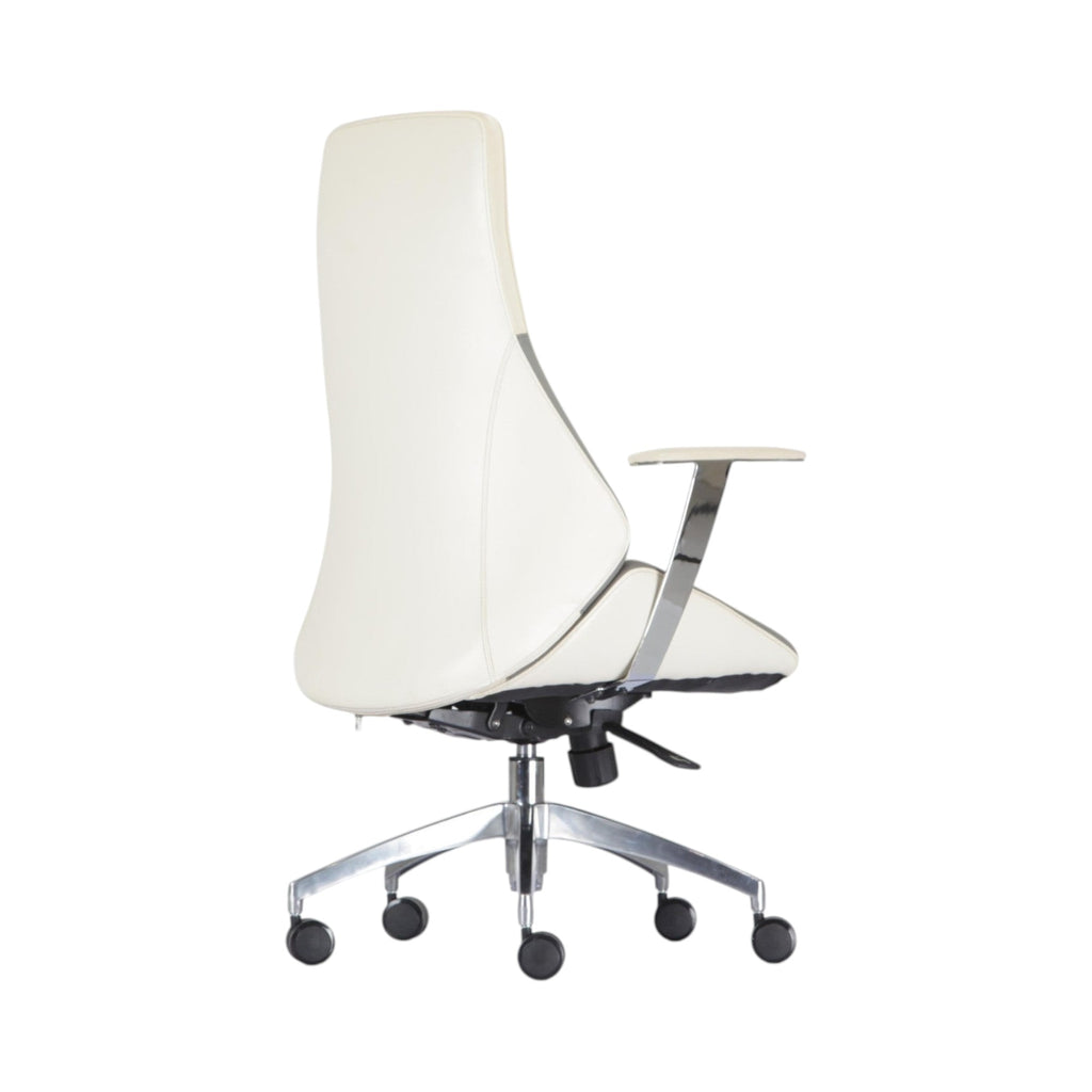Xiaoyaozuo office chair executive high back chair in cream upholstery with polished chrome accents and ergonomic design.