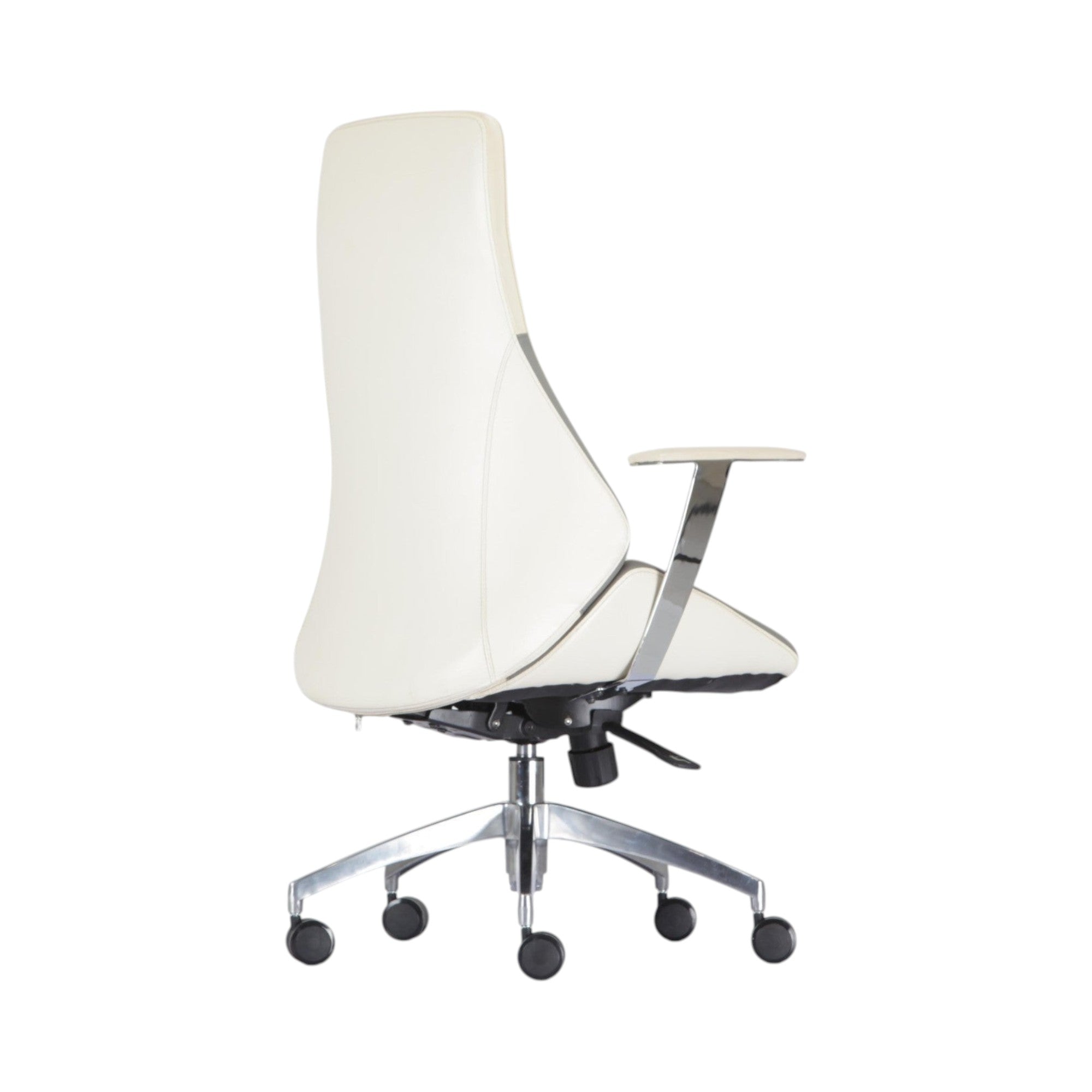 Xiaoyaozuo office chair executive high back chair in cream upholstery with polished chrome accents and ergonomic design.