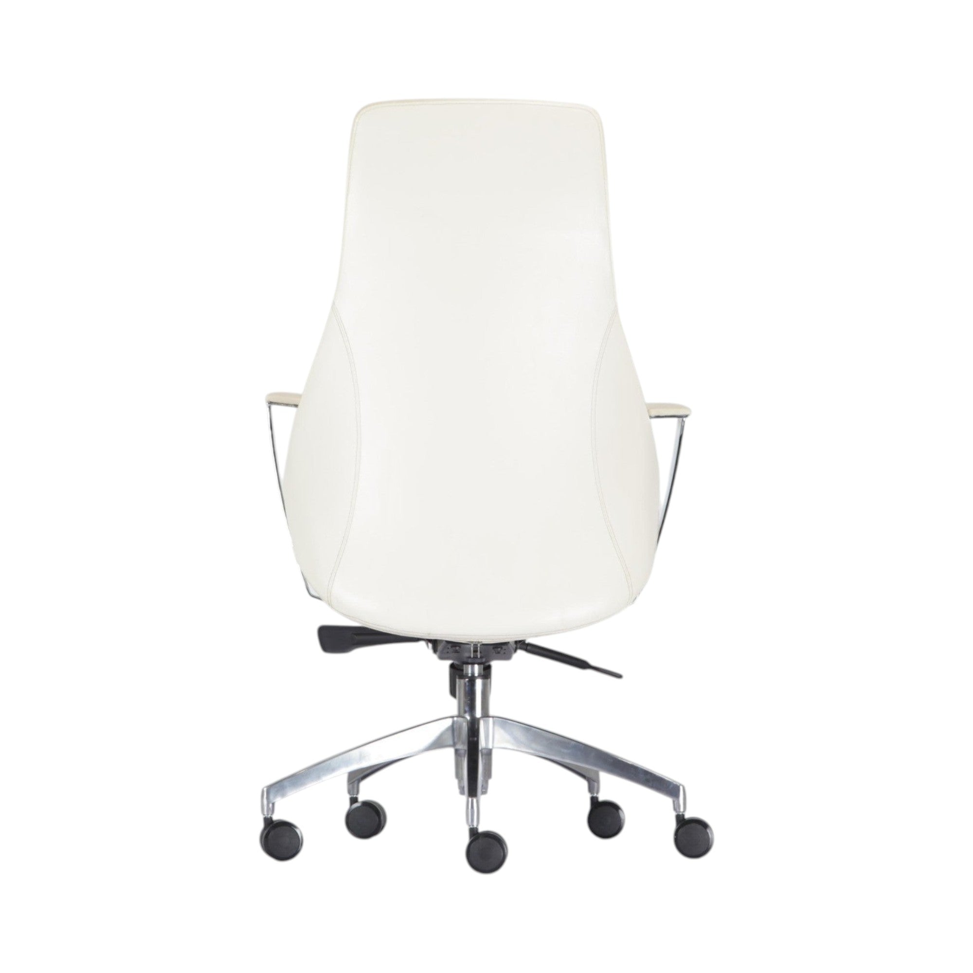 Xiaoyaozuo office chair executive high back chair in cream upholstery with polished chrome base and casters.