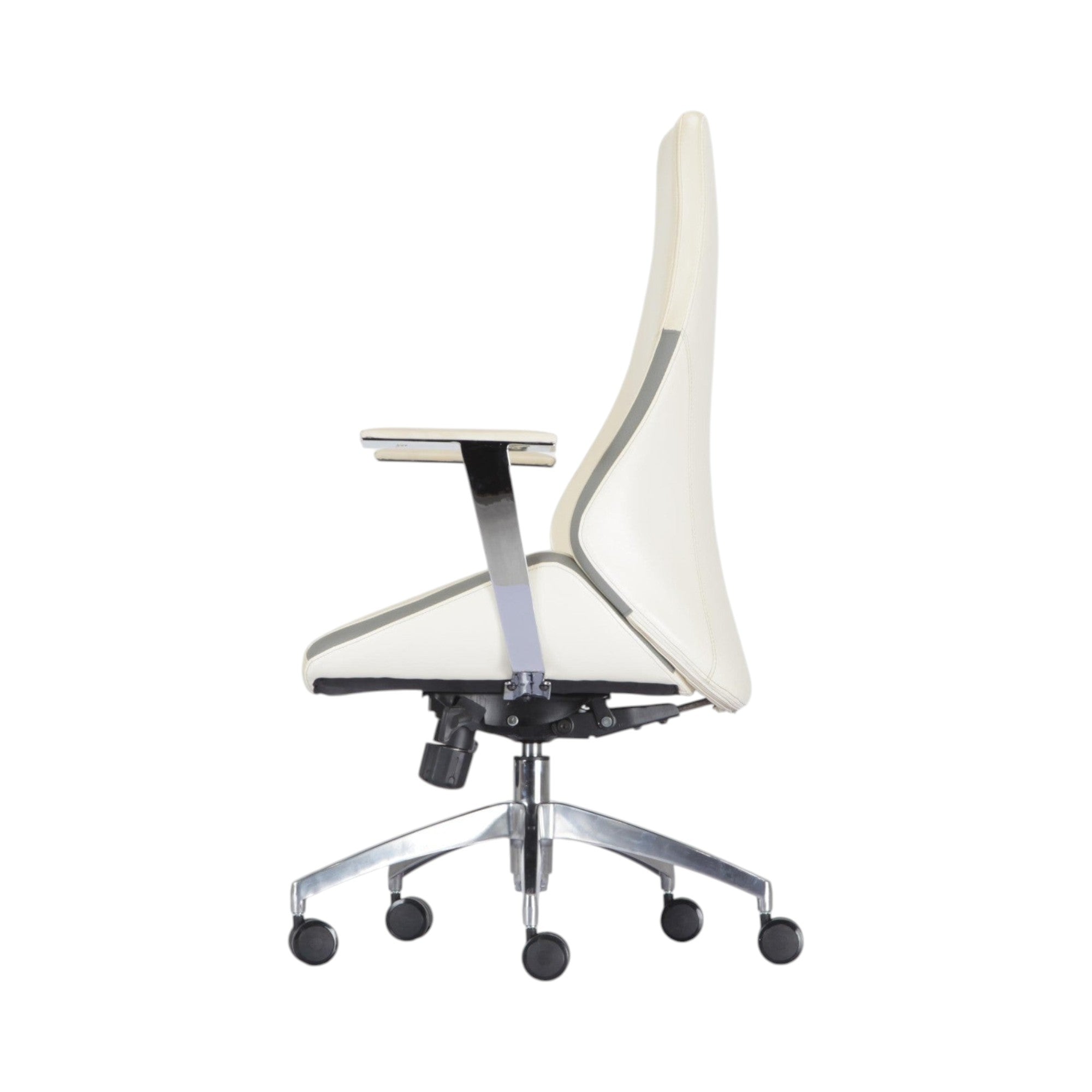 Xiaoyaozuo office chair executive high back chair in cream upholstery with polished chrome accents and ergonomic design.