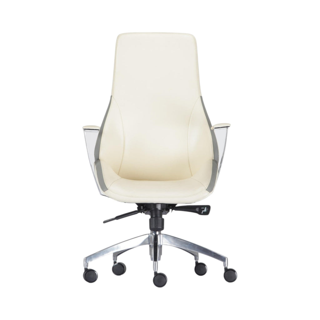 Xiaoyaozuo office chair executive high back chair in cream upholstery with polished chrome accents and ergonomic design.