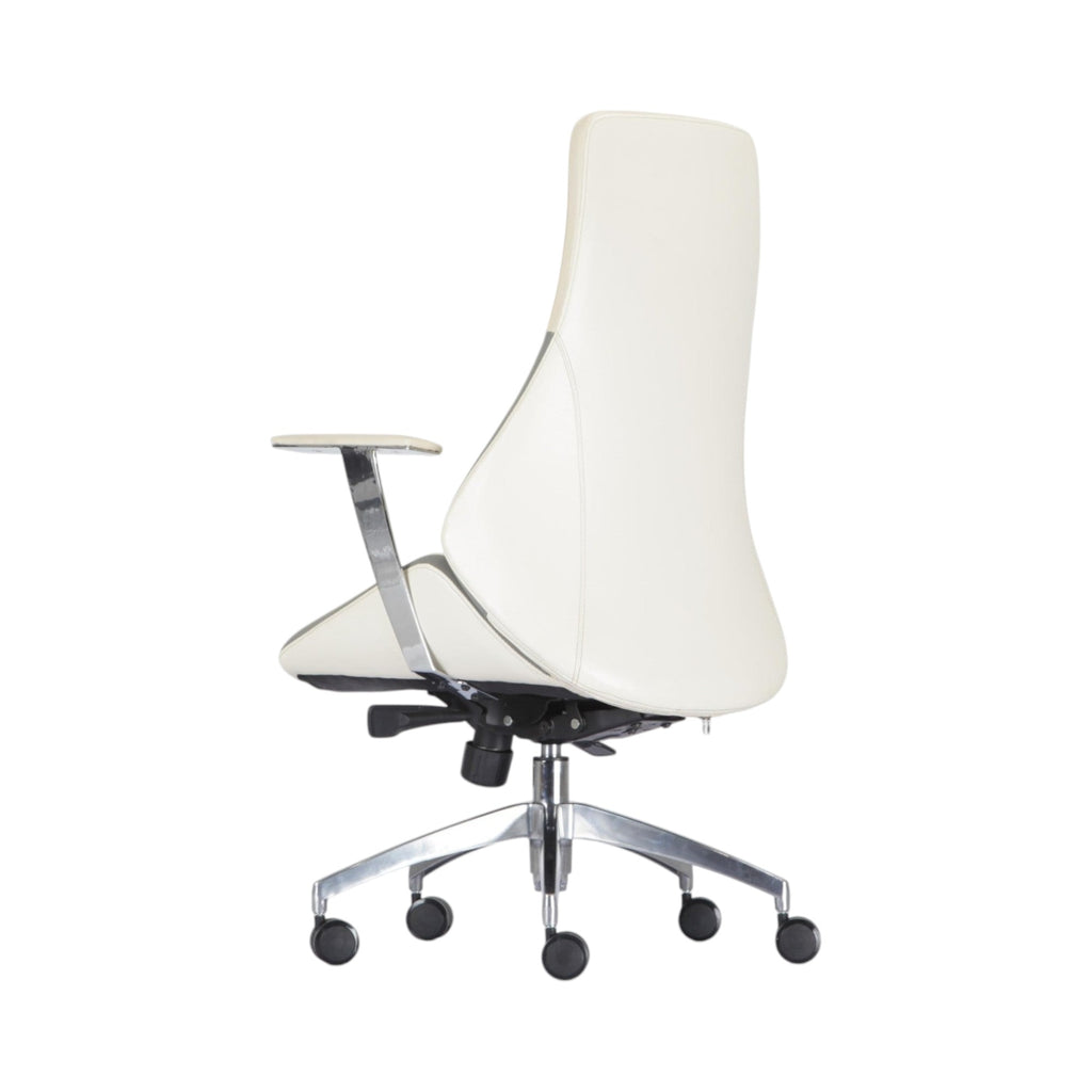 Xiaoyaozuo office chair executive high back chair in cream upholstery with polished chrome accents and ergonomic design.