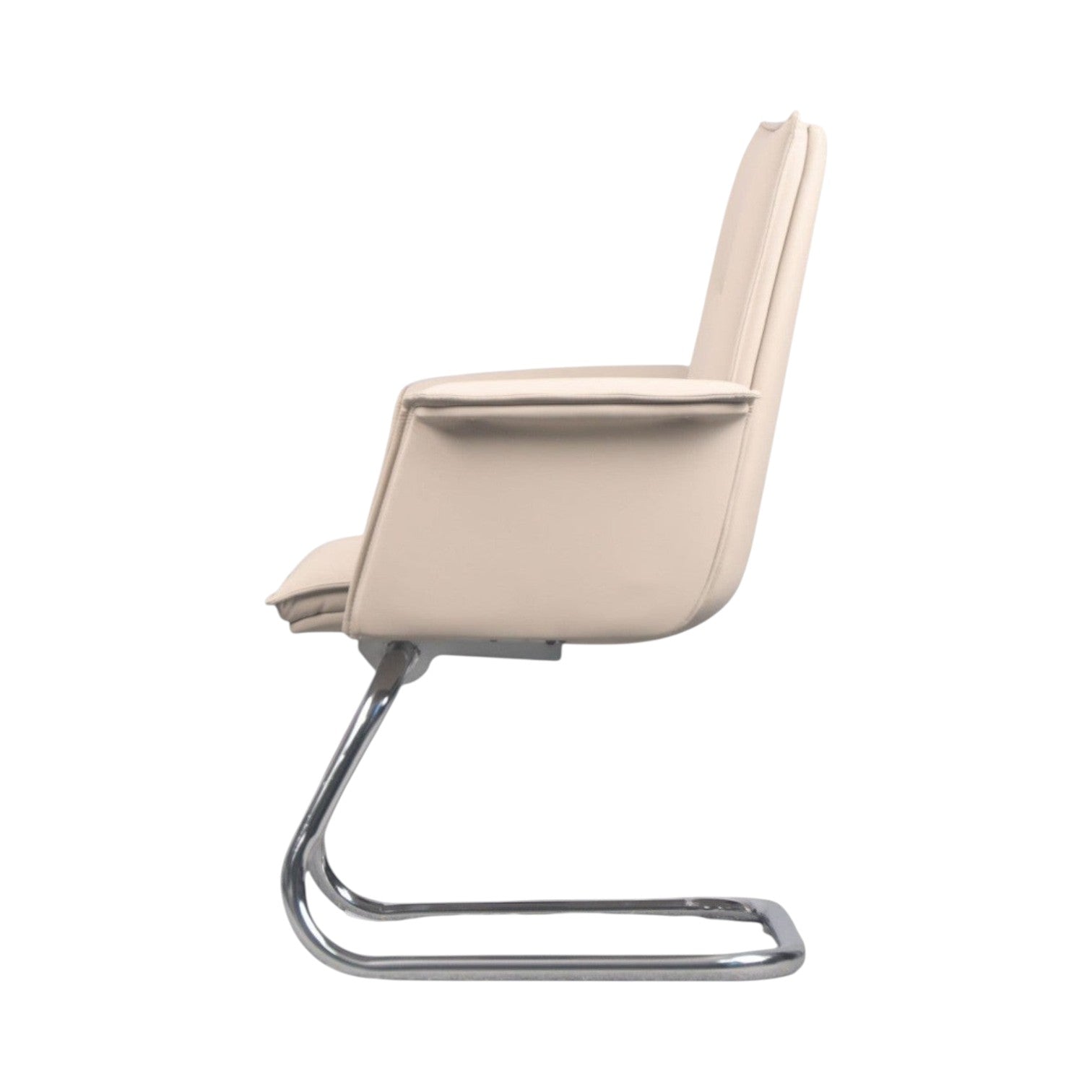 Xiaoyaozuo office chair: Cream faux leather executive guest chair with chrome cantilever base and armrests.