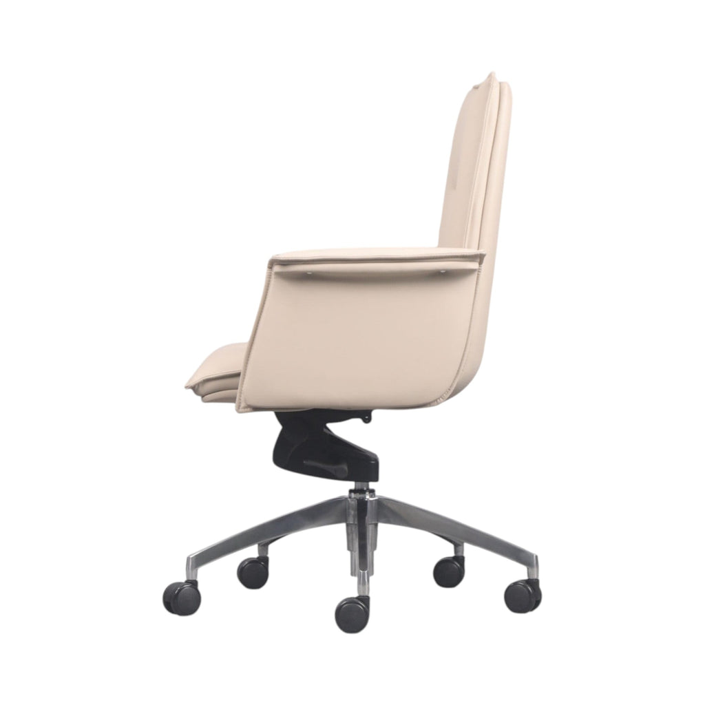 Xiaoyaozuo office chair cream faux leather executive chair with ergonomic design and casters