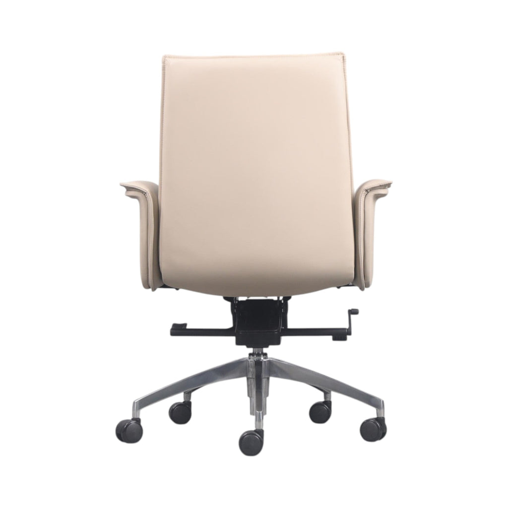 Xiaoyaozuo office chair cream faux leather executive chair with ergonomic design and casters