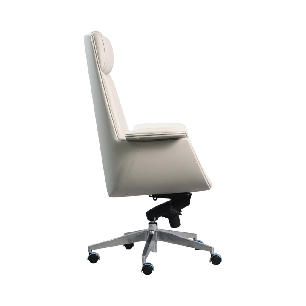 Xiaoyaozuo office chair executive high back cream faux leather ergonomic office chair with headrest and armrests.