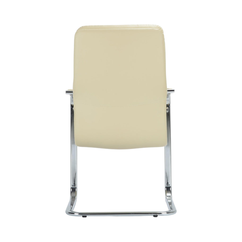 Xiaoyaozuo office chair executive guest chair in cream faux leather with padded seat and chrome cantilever base.