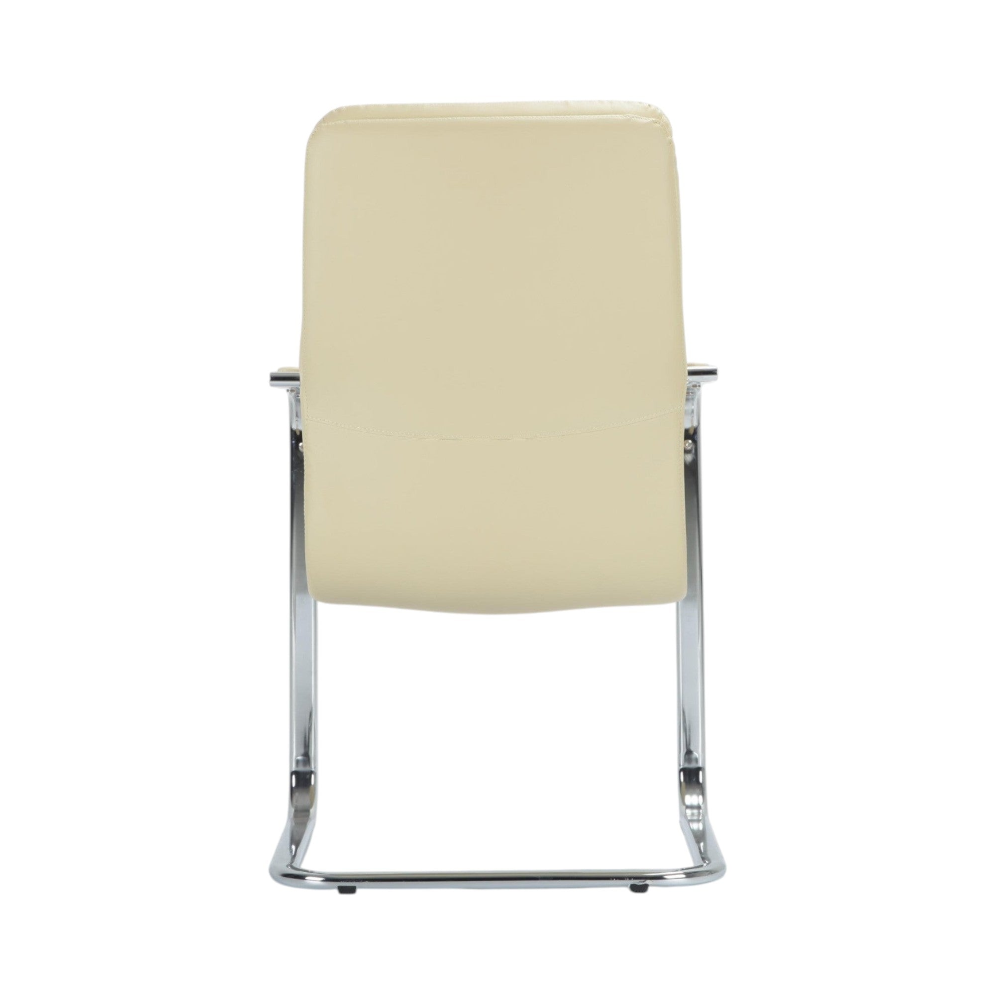 Xiaoyaozuo office chair executive guest chair in cream faux leather with padded seat and chrome cantilever base.