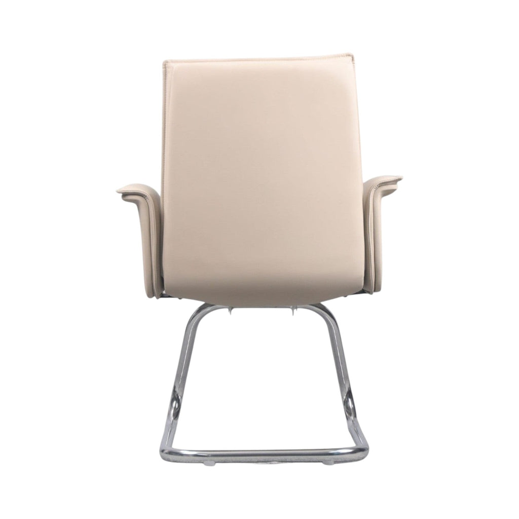 Xiaoyaozuo office chair executive guest chair in cream faux leather with chrome cantilever base.