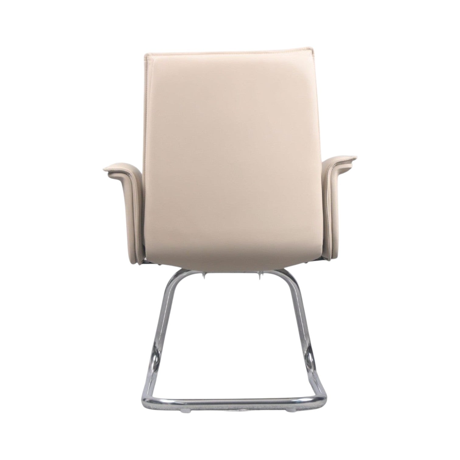 Xiaoyaozuo office chair executive guest chair in cream faux leather with chrome cantilever base.