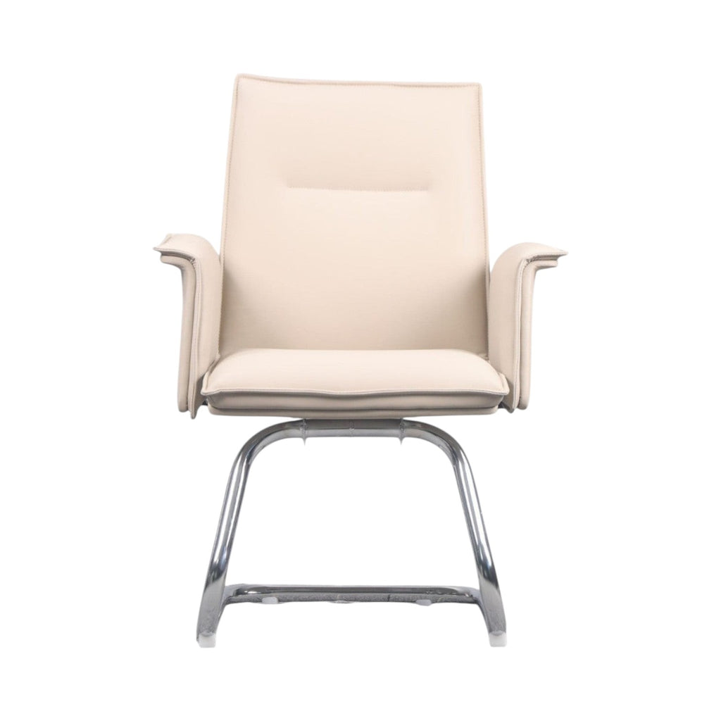 Xiaoyaozuo office chair executive guest chair in cream faux leather with chrome cantilever base.