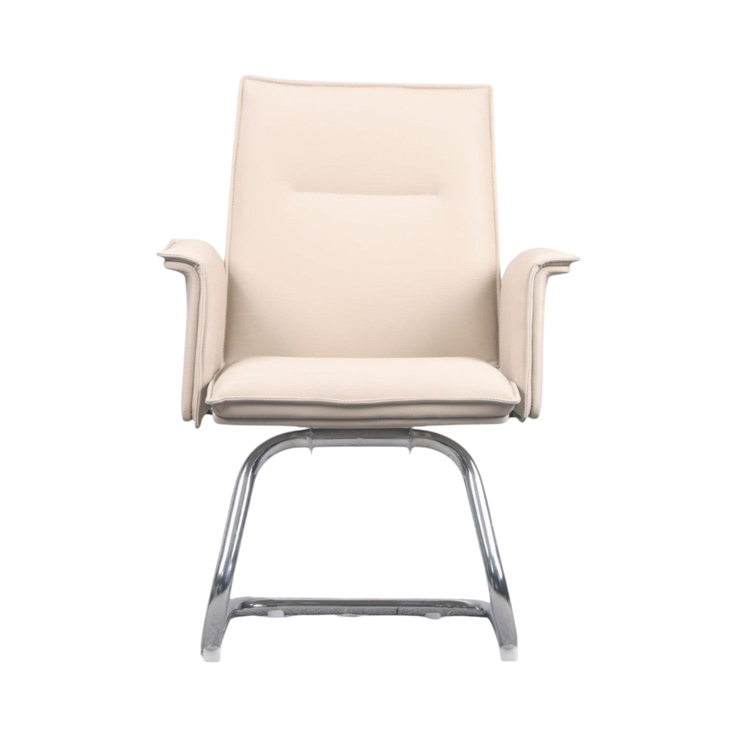 Xiaoyaozuo office chair executive guest chair in cream faux leather with chrome cantilever base.