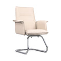 Xiaoyaozuo office chair executive guest chair in cream faux leather with chrome cantilever base