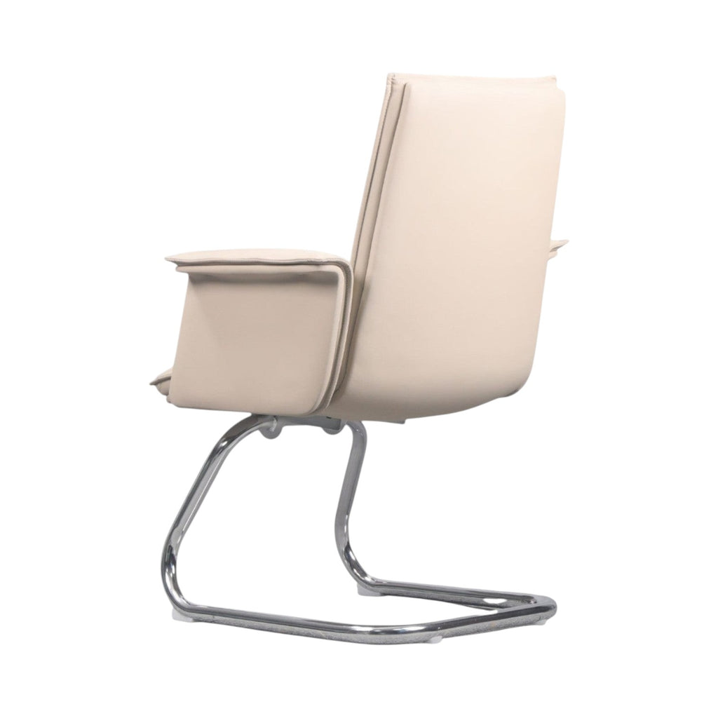 Xiaoyaozuo office chair executive guest chair in cream faux leather with chrome cantilever base.