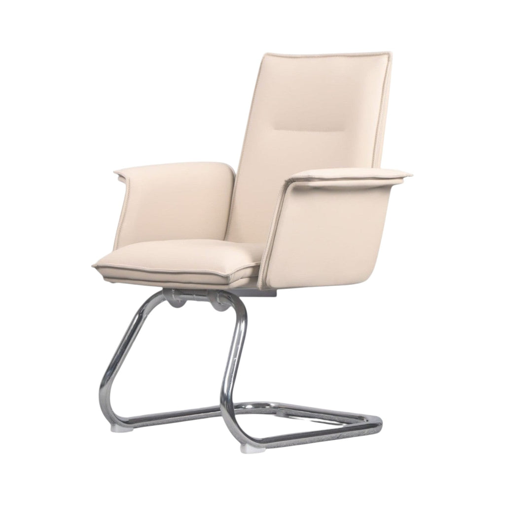 Xiaoyaozuo office chair executive guest chair in cream faux leather with chrome cantilever base.