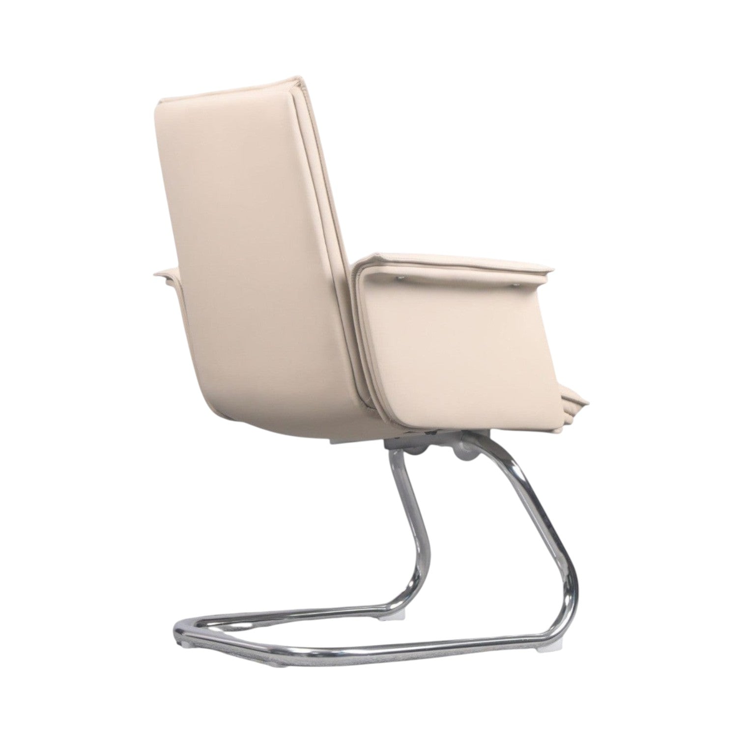 Xiaoyaozuo office chair: cream faux leather executive guest chair with chrome cantilever base and armrests.
