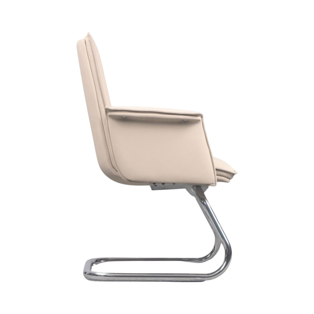 Xiaoyaozuo office chair executive guest chair in cream faux leather with chrome cantilever base.
