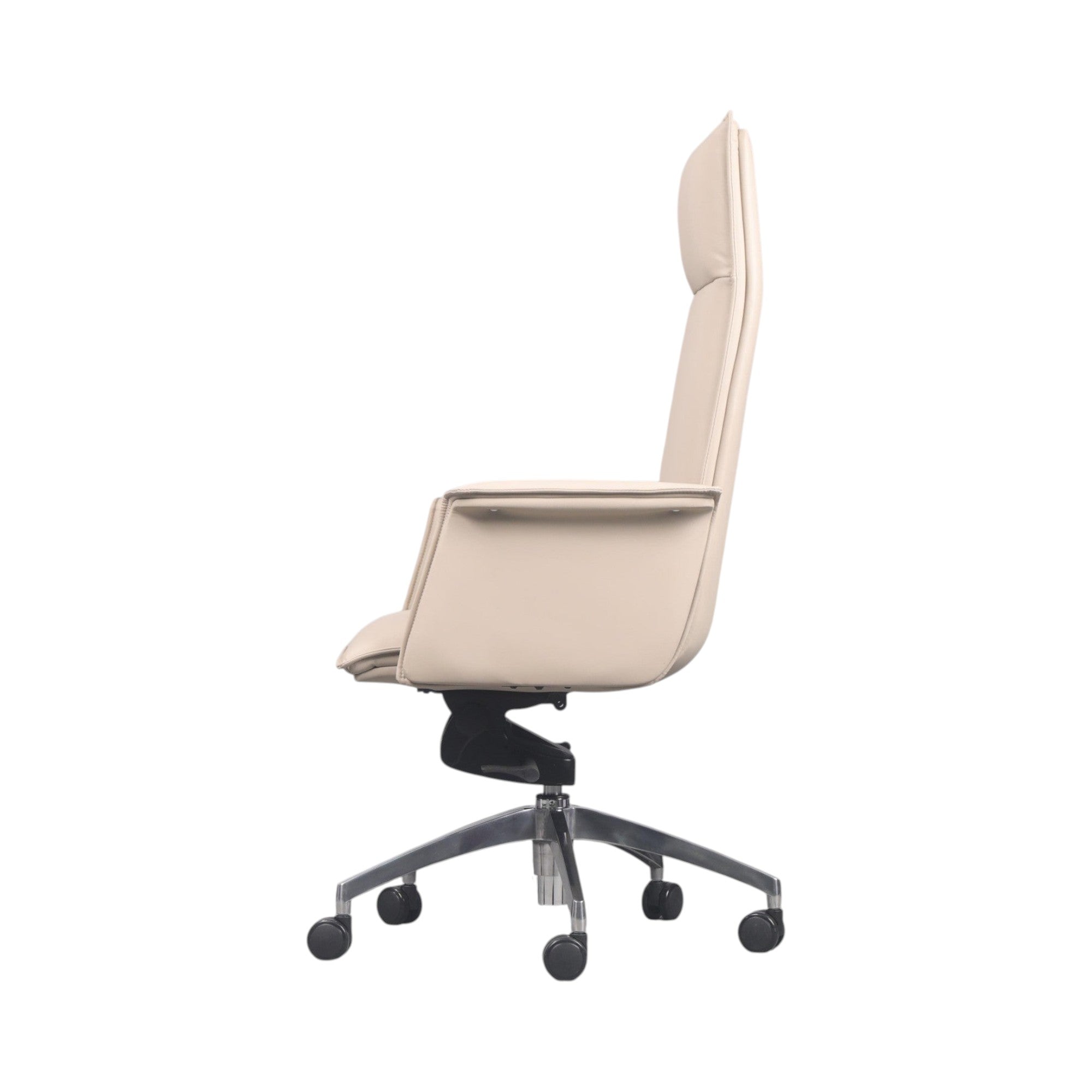 Xiaoyaozuo office chair executive high back chair in cream faux leather with chrome base and casters.
