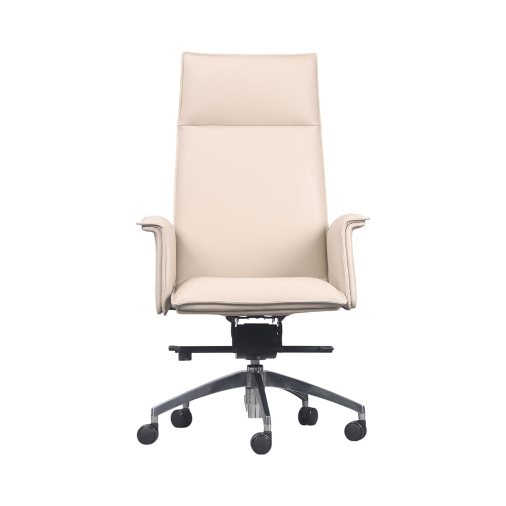 Xiaoyaozuo office chair executive high back chair in cream faux leather with chrome base and casters