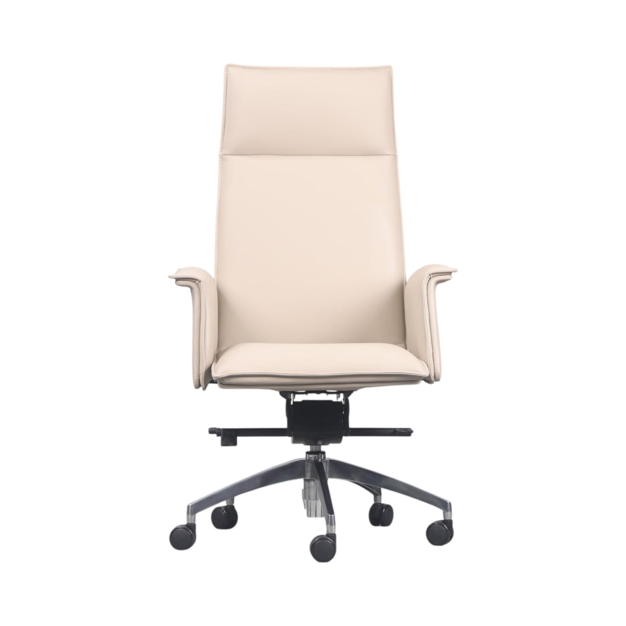 Xiaoyaozuo office chair executive high back chair in cream faux leather with chrome base and casters