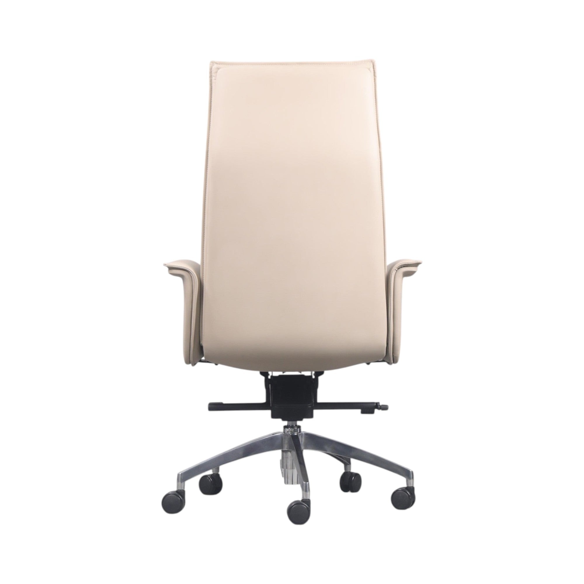 Xiaoyaozuo office chair executive high back chair in cream faux leather with chrome base and casters