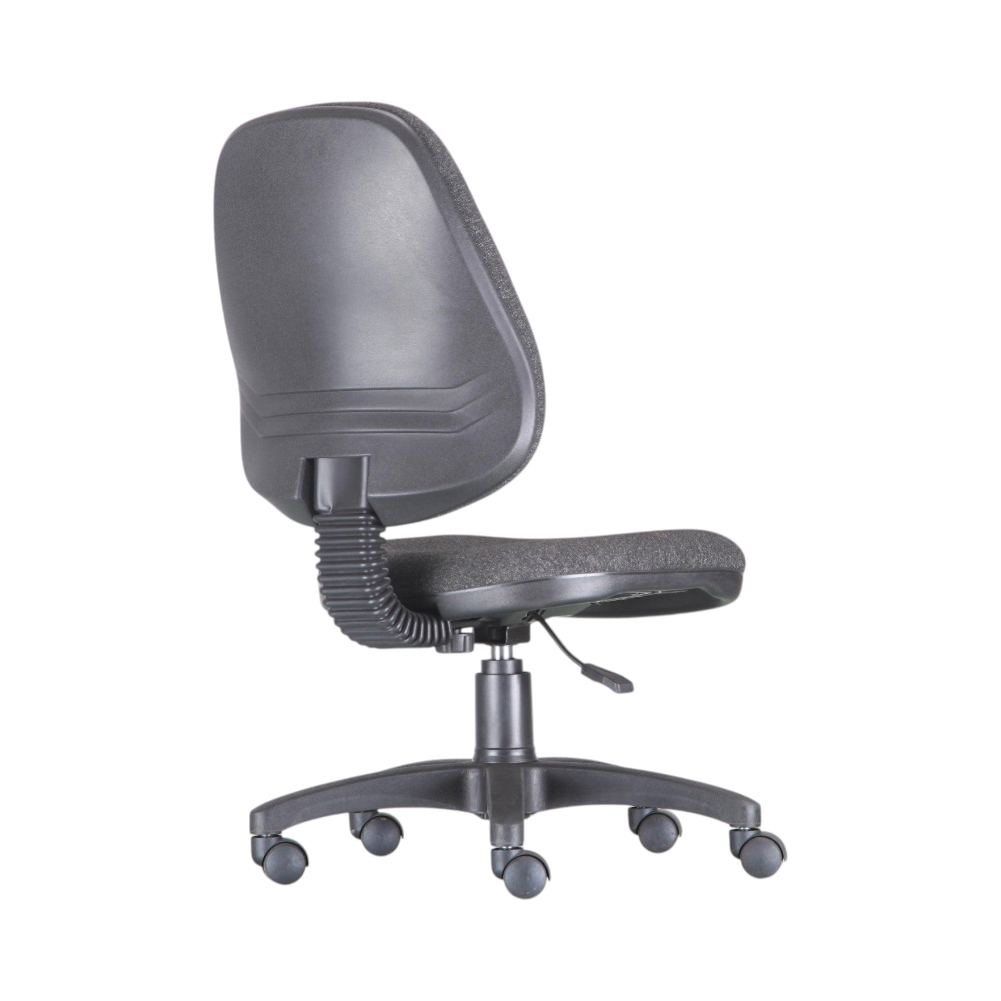 Xiaoyaozuo office chair: dark grey fabric ergonomic task chair with adjustable height and five-star base with casters.