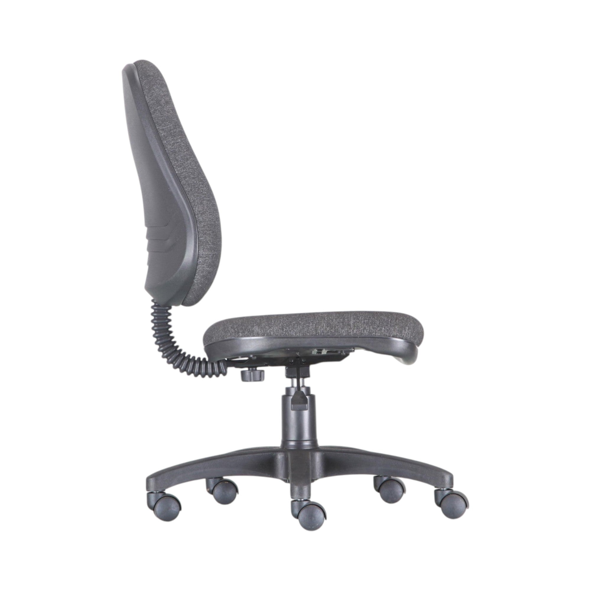 Xiaoyaozuo office chair, dark grey fabric ergonomic task chair with adjustable height and five-star base with casters.