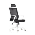 Xiaoyaozuo office chair: black ergonomic mesh office chair with adjustable headrest, white frame, and padded seat on casters.