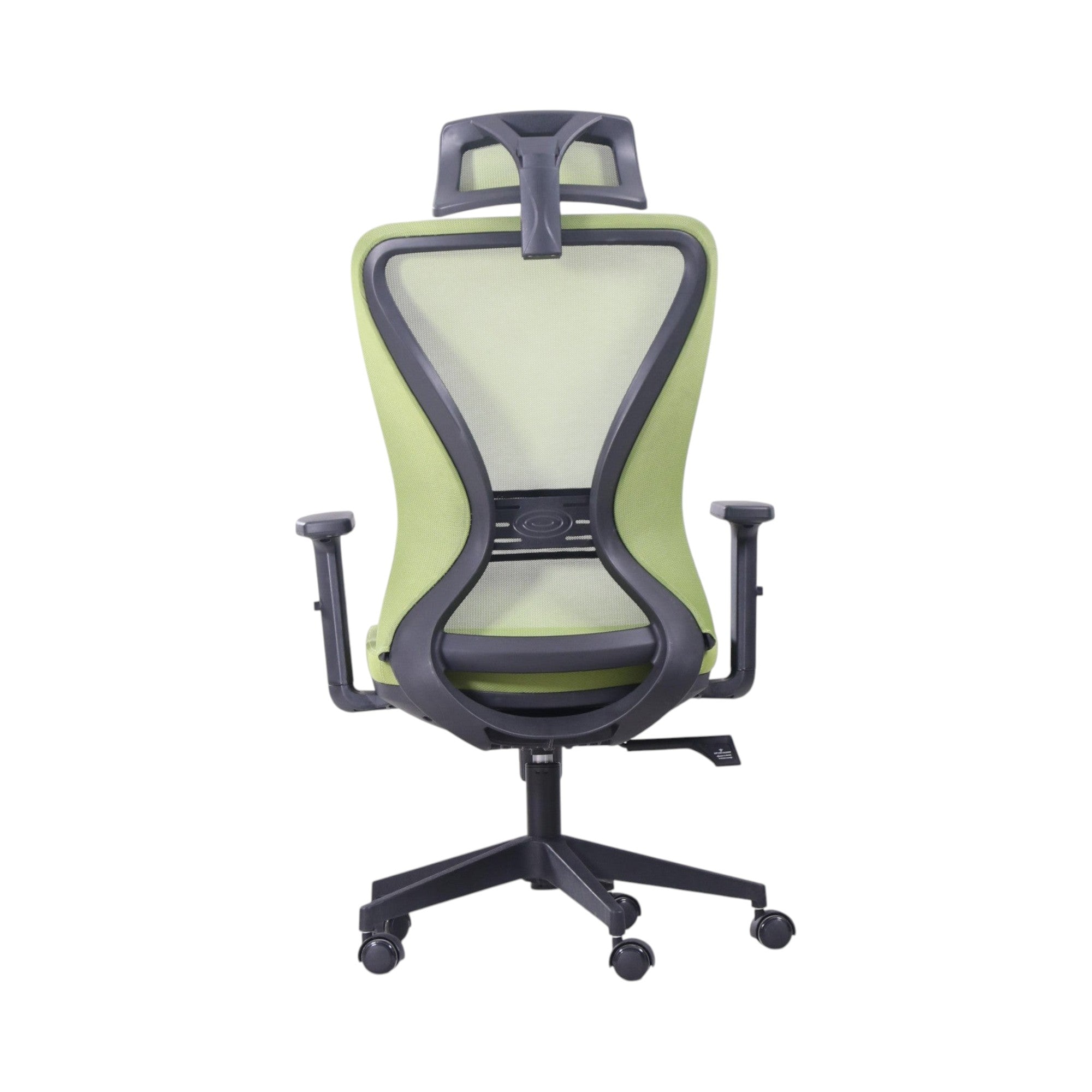 Xiaoyaozuo office chair: Ergonomic mesh office chair in light green with adjustable headrest and armrests, black base with casters.