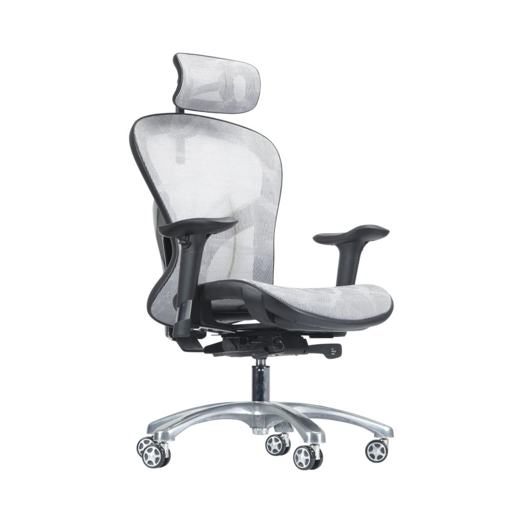 Xiaoyaozuo office chair ergonomic mesh chair with adjustable headrest and lumbar support in grey and black.