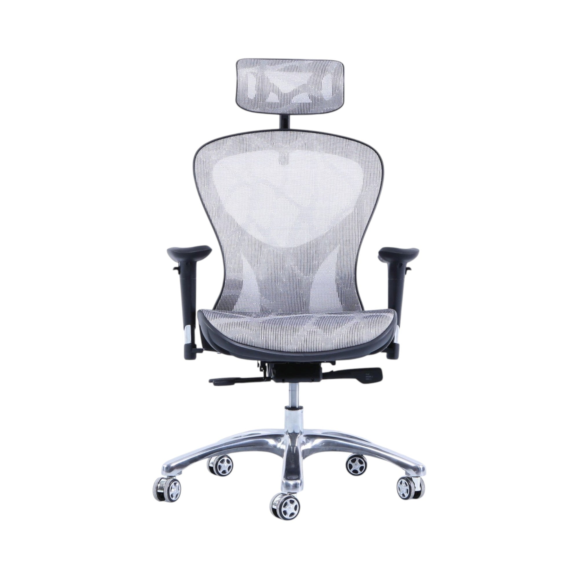 Xiaoyaozuo office chair ergonomic mesh chair with adjustable headrest and lumbar support in grey and black, on wheels.