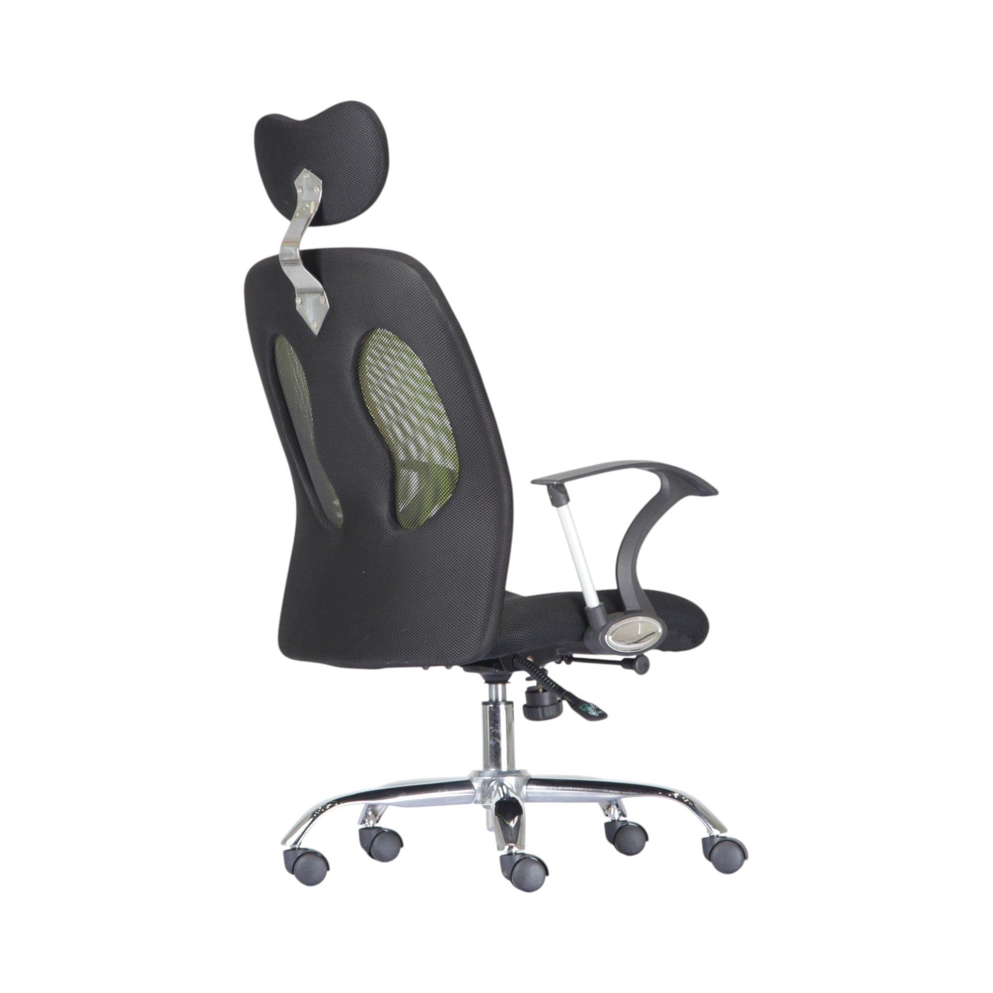 Xiaoyaozuo office chair black ergonomic mesh chair with adjustable headrest and lime green accents.