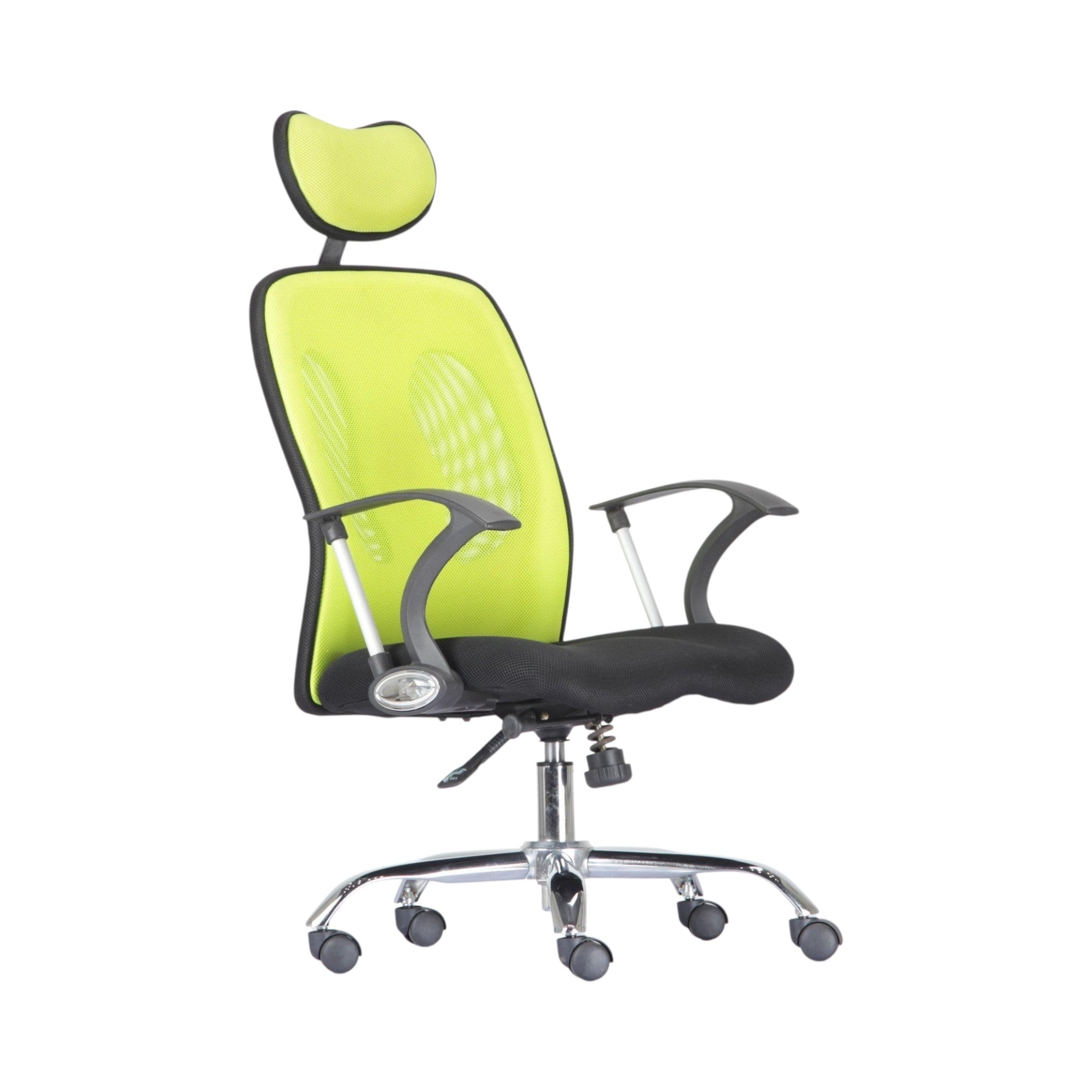 Xiaoyaozuo office chair: Ergonomic mesh office chair in lime green and black with adjustable headrest and armrests.