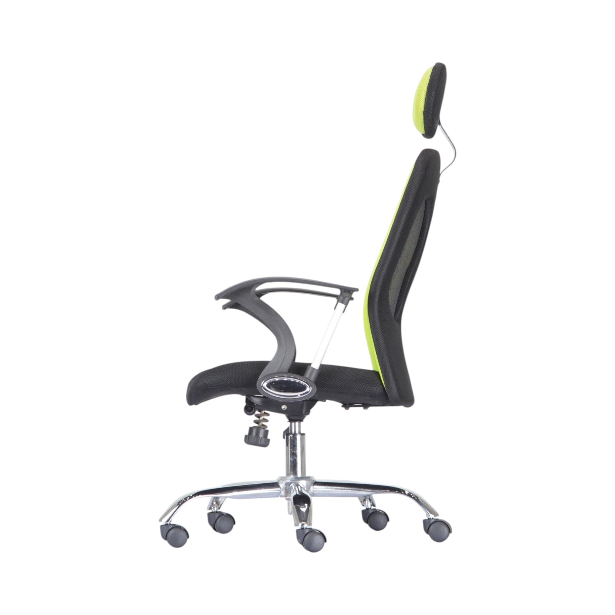 Xiaoyaozuo office chair ergonomic mesh chair with headrest in lime green and black, adjustable armrests, padded seat, and smooth-rolling casters.