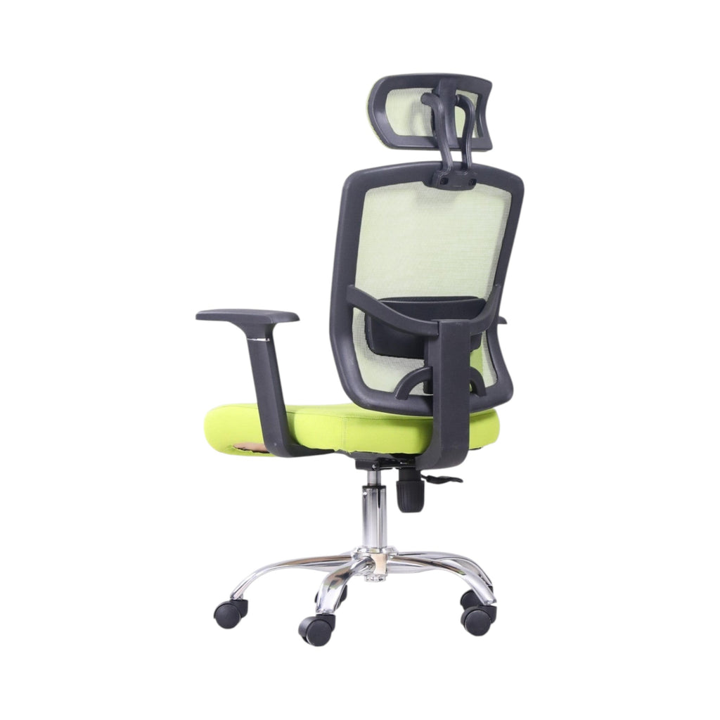 Xiaoyaozuo office chair ergonomic mesh office chair with adjustable headrest and padded lime green seat.