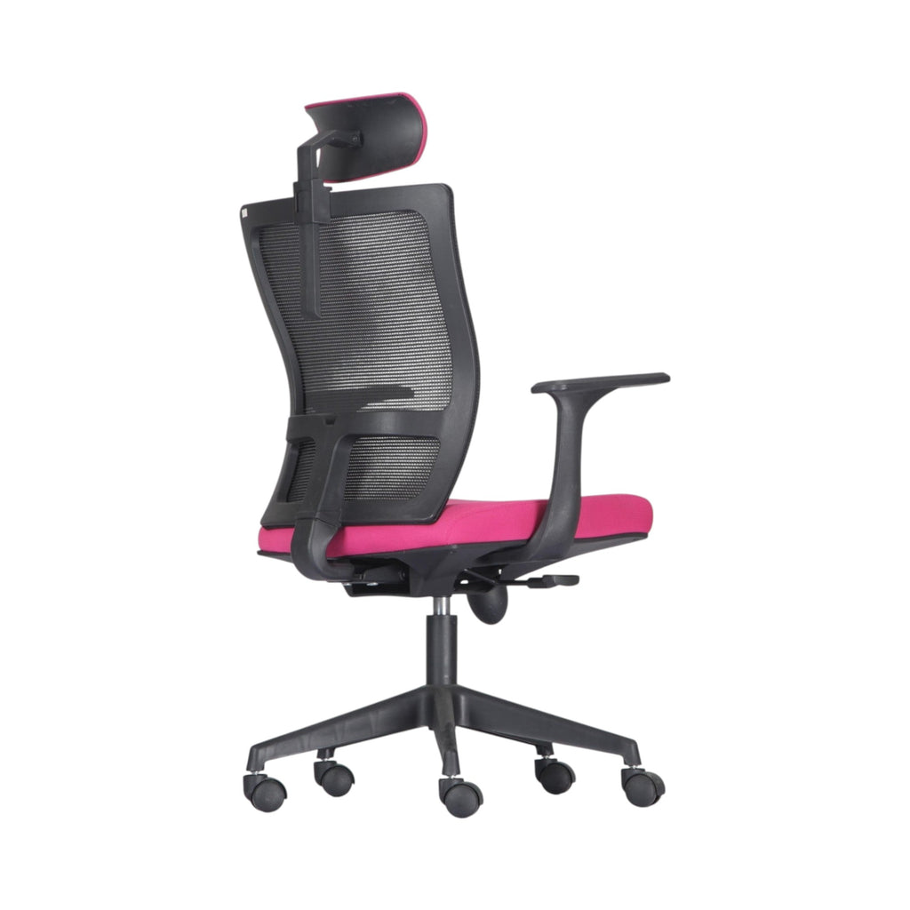 Xiaoyaozuo office chair: Ergonomic mesh back office chair with vibrant pink seat, adjustable headrest, and armrests.