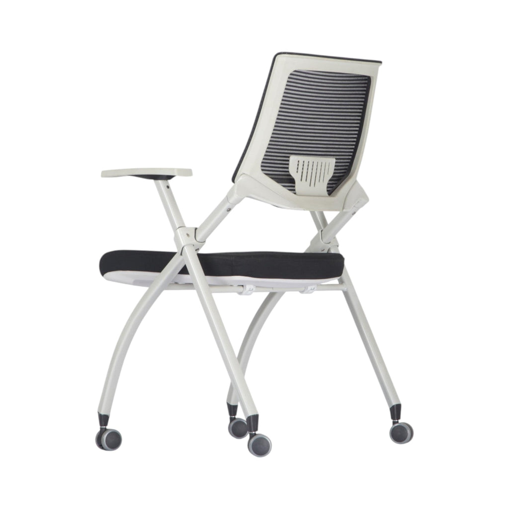Xiaoyaozuo office chair: Modern white and black ergonomic mesh back chair with wheels and padded seat.
