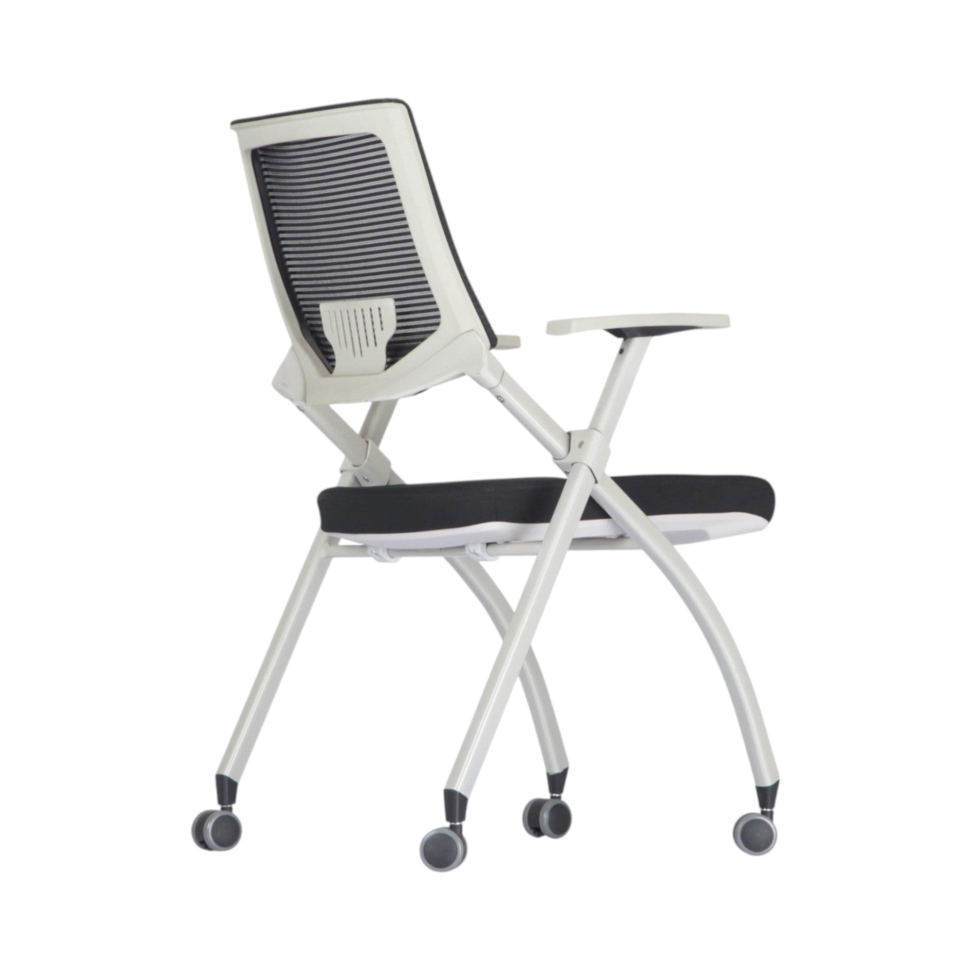 Xiaoyaozuo office chair: Modern white and black ergonomic mesh back chair with wheels and foldable design.