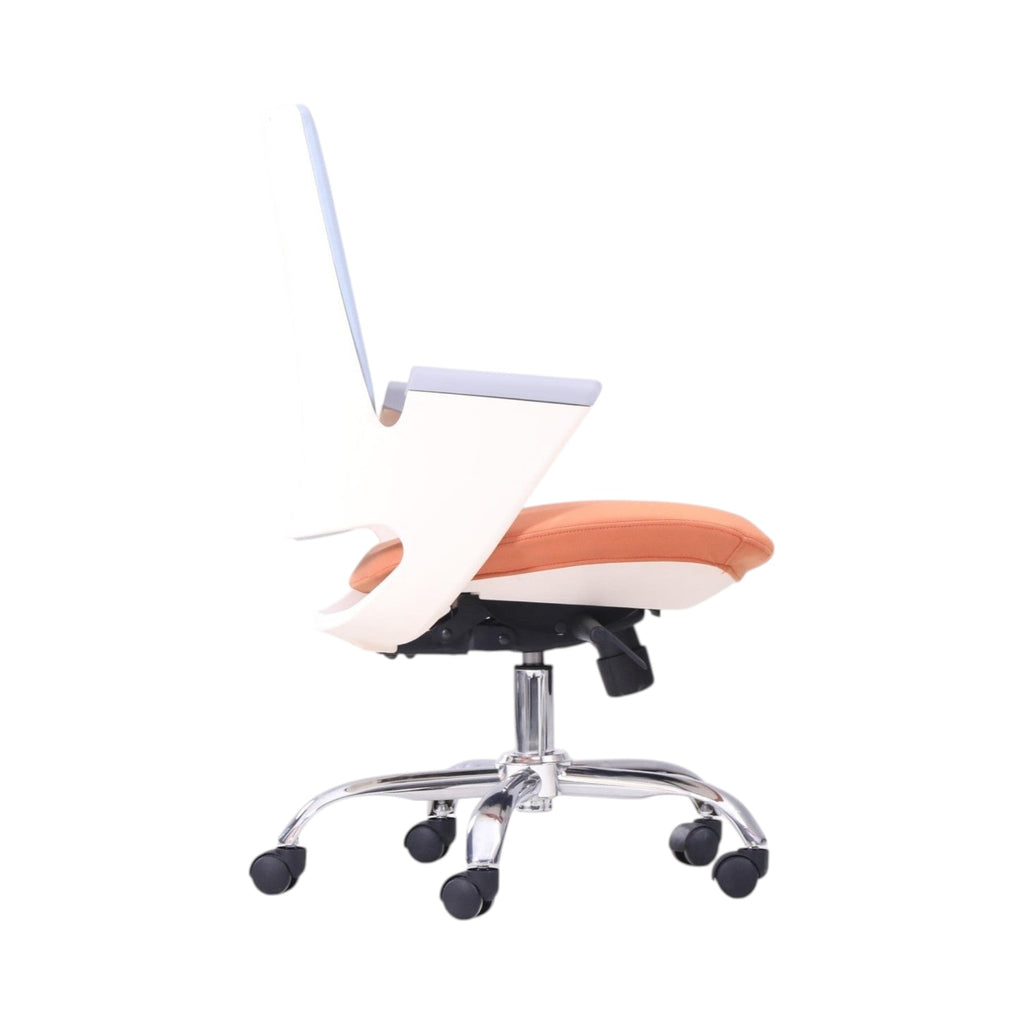 Xiaoyaozuo office chair: Ergonomic swivel chair with light blue backrest and orange seat, modern design, durable construction, smooth casters.