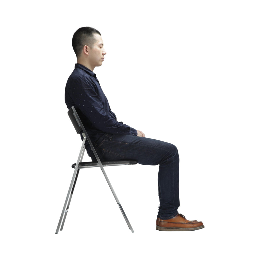 Xiaoyaozuo office chair modern folding chair with newspaper and American flag print on seat and backrest, white metal frame.