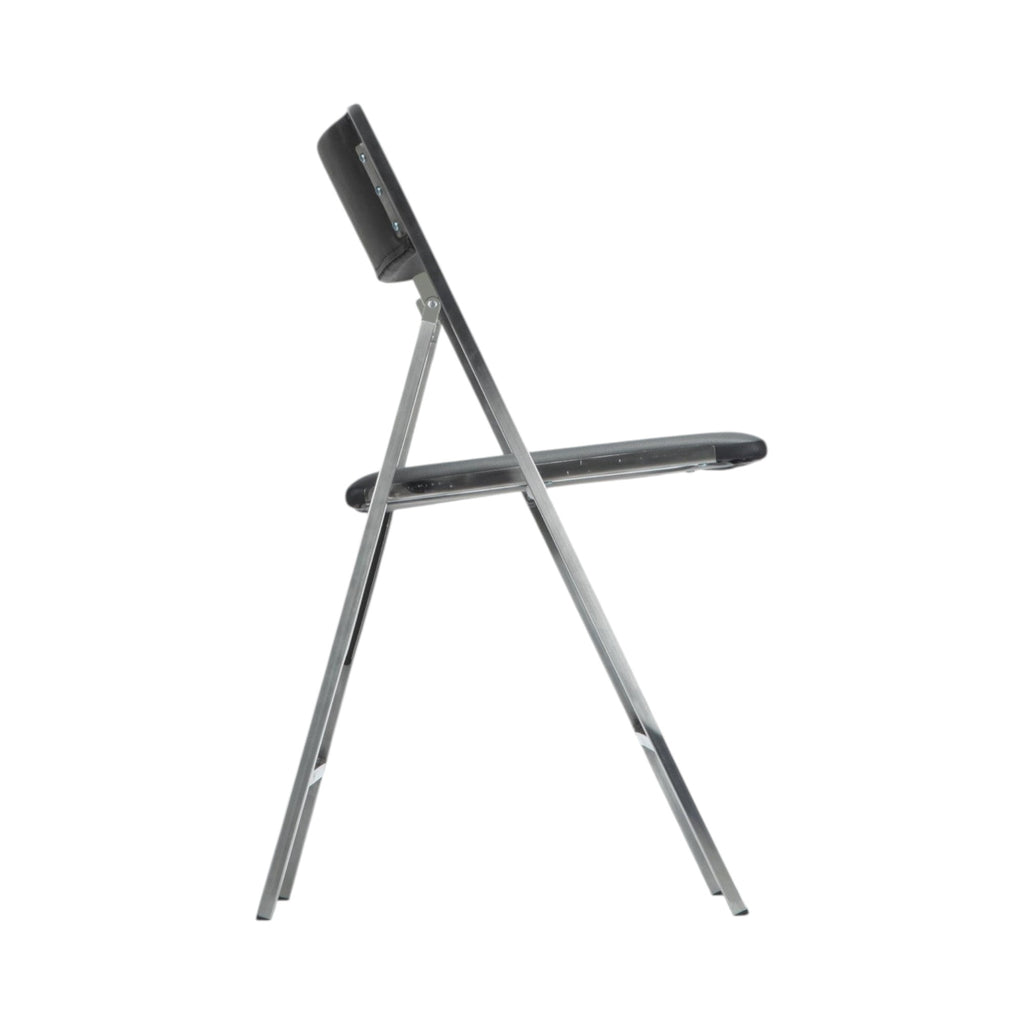 Xiaoyaozuo office chair modern folding chair with graphic print on seat and backrest, white metal frame.
