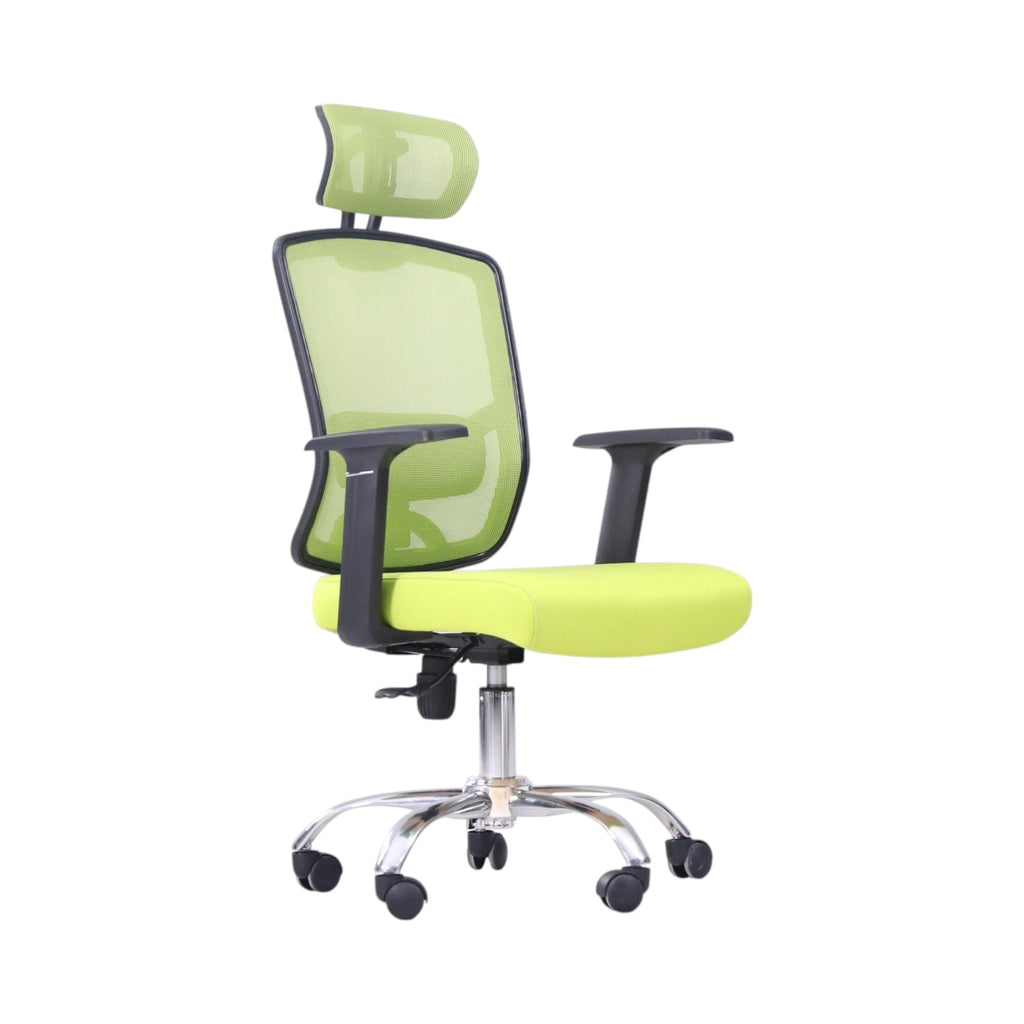 Xiaoyaozuo office chair ergonomic mesh chair with adjustable headrest and padded seat in bright green.